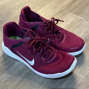 Nike Burgundy Running Shoes with White Swoosh